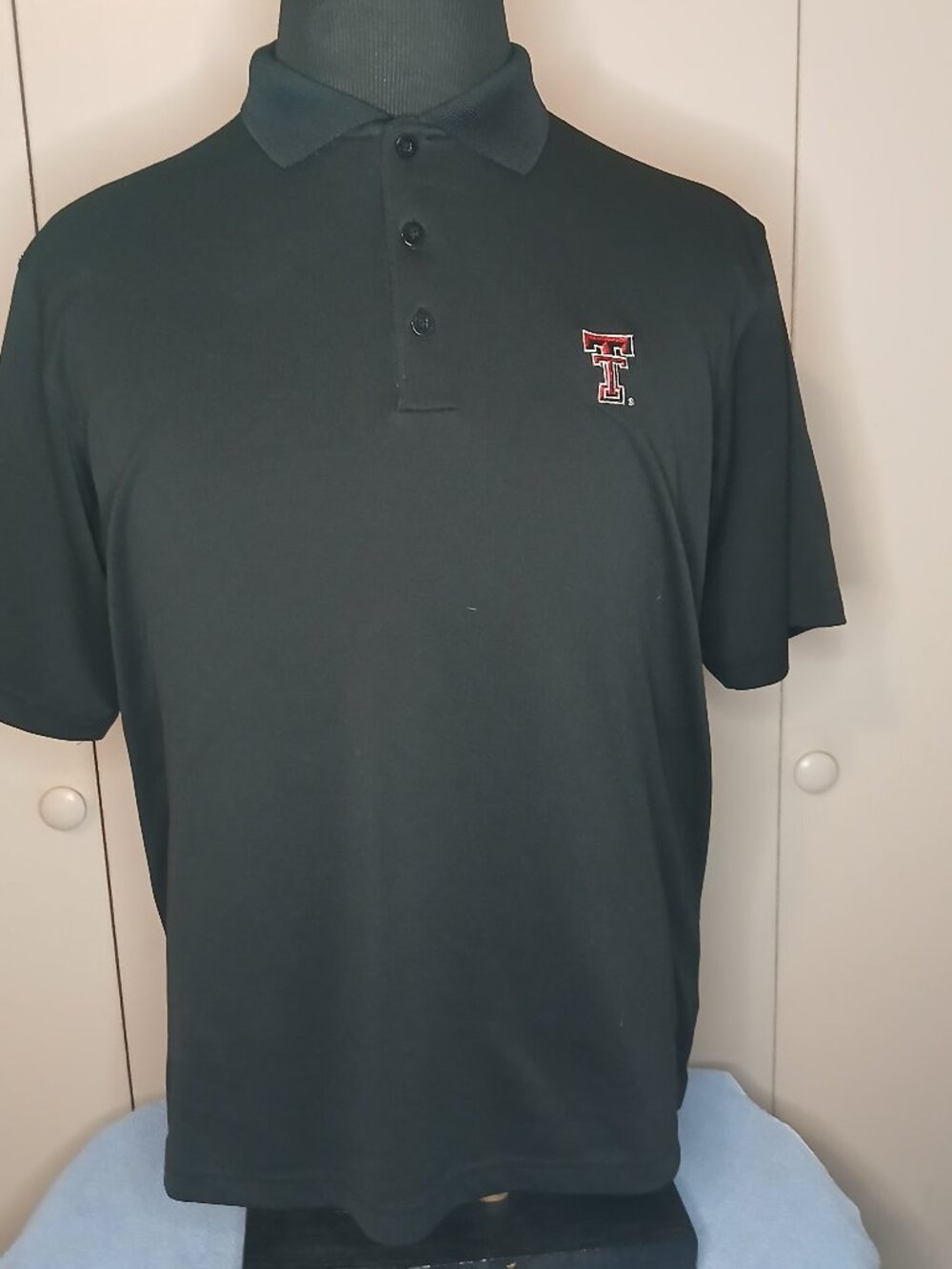 Antigua Black Large "Texas Tech Red Raiders" Double T Logo Polo Shirt (1178P2)